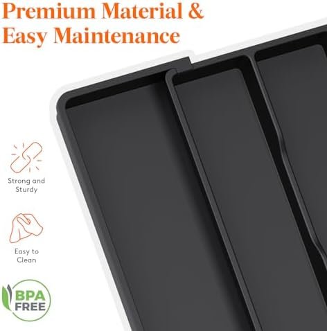 Lifewit Utensil Organizer for Kitchen Drawers, Expandable Cooking Utensil Tray, Adjustable Cutlery Silverware Flatware Holder, Plastic Kitchen Spatula Tools and Gadgets Storage Divider, Large, Black - Image 6