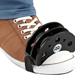 Meinl Percussion Foot Tambourine with Stainless Steel Jingles-NOT Made in China-Accompaniment for Cajon Gigs, 2-Year Warranty, Black (FJS2S-BK)