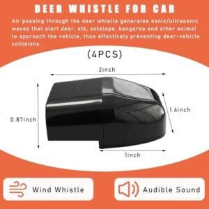 4 PCS Deer Whistles for Car, Automotive Deer Warning Whistle Devices, Animal Warning Devices Avoids Collision, Universal Animal Alert Accessories for Vehicles (Black)