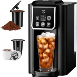 SHARDOR Single Serve Coffee Maker 2.0, Hot and Iced Coffee Machine for K-Cup Pods & Ground Coffee, 6 to 14 oz Brew Sizes, 50 oz Removable Water Tank, Bold Brew Setting, Stainless Steel, Black