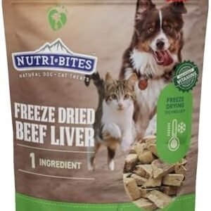 Nutri Bites Freeze Dried Beef Liver Dog & Cat Treats | Healthy Pet Training Treats or Food Topper | All Natural, Single Ingredient, High Protein | Premium Bulk Value Pack, 17.6 oz