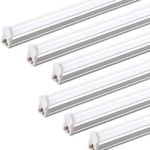 Barrina (6 Pack) LED T5 Integrated Single Fixture, 4FT, 2200lm, 6500K Super Bright White, 20W Utility LED Shop Light, Ceiling and Under Cabinet Light, Corded Electric with ON/Off Switch, ETL Listed