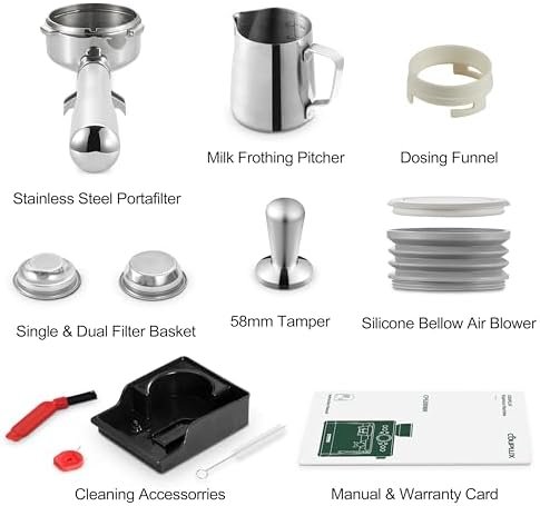 Espresso Machine with Grinder, Professional Coffee and Espresso Maker Combo, Dual Boiler 20 Bar Expresso Coffee Machines with Steam Wand Barista Kit, Cafe Espresso Machine for Cappuccino Latte - Image 9