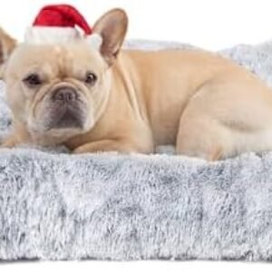 EHEYCIGA Fluffy Dog Crate Bed for Medium Dogs, Plush Faux Fur Dog Crate Pad, Calming Anti Anxiety Medium Dog Bed for Crate, Washable Soft Warm Dog Crate Mat with Non-Slip Bottom