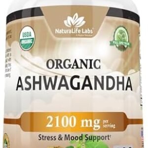 Organic Ashwagandha 2,100 mg - 100 Veggie Capsules Pure Organic Ashwagandha Powder and Root Extract - Stress Relief, Mood Enhancer