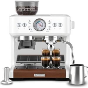 Espresso Machine with Grinder, Professional Coffee and Espresso Maker Combo, Dual Boiler 20 Bar Expresso Coffee Machines with Steam Wand Barista Kit, Cafe Espresso Machine for Cappuccino Latte