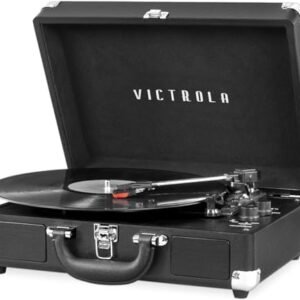 Victrola Vintage 3-Speed Bluetooth Portable Suitcase Record Player with Built-in Speakers | Upgraded Turntable Audio Sound | Black, Model Number: VSC-550BT-BLK
