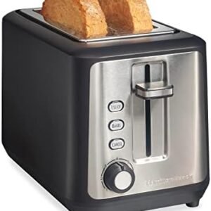 Hamilton Beach Gourmet 2 Slice Slot Toaster with Extra Long & Wide Slots, Sure-Toast Technology, Shade Selector, Bagel Setting, Matte Black and Stainless Steel (22996)