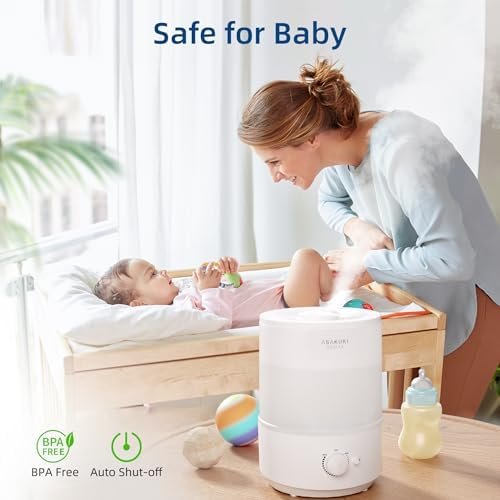 ASAKUKI Humidifiers for Bedroom, 3L Top Fill Cool Mist Humidifiers for Baby Nursery & Plants, 3-IN-1 Quiet Air Humidifier, Oil Diffuser & Night Light for Large Room Home, Auto Shut-off, BPA-Free, 30H - Image 7