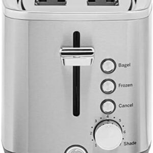 GE 2 Slice Stainless Steel Toaster, Extra Wide Slots for Toasting Bagels, Breads, Waffles & More, 7 Adjustable Shade Settings, Removable Crumb Tray, Countertop Kitchen Essentials, 850 Watts