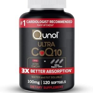 Qunol CoQ10 100mg Softgels, Ultra CoQ10 100mg, 3x Better Absorption, Antioxidant for Heart Health & Energy Production, Coenzyme Q10 Vitamins and Supplements, 4 Month Supply, 120 Count