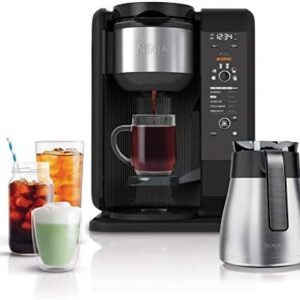 Ninja Hot and Cold Brewed System, Tea & Coffee Maker, with Auto-iQ, 6 Sizes, 5 Styles, 5 Tea Settings, 50 oz Thermal Carafe, Frother, Coffee & Tea Baskets, Dishwasher Safe Parts, Black, CP307