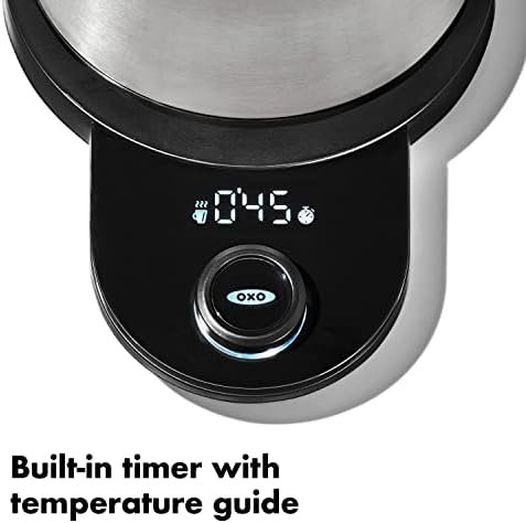 OXO Brew Gooseneck Electric Kettle – Hot Water Kettle, Pour Over Coffee & Tea Kettle, Adjustable Temperature, Built-In Brew Timer, Stainless Steel, 1L - Image 3