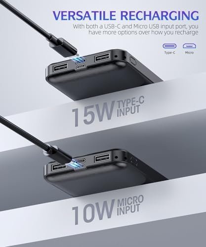 Portable-Charger-Power-Bank - 2 Pack 15000mAh Dual USB Power Bank Output 5V3.1A Fast Charger Portable Charger Compatible with Smartphones and All USB Devices (Deep Black and White) - Image 4