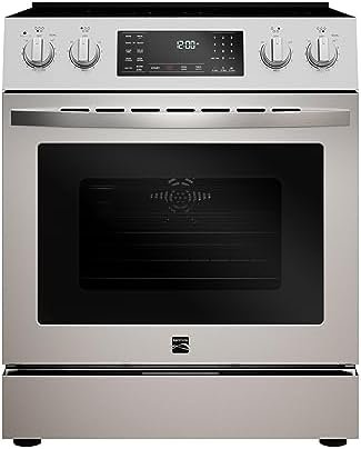 Kenmore Front Control Electric Range Oven with 5 Cooktop Elements with 7 Cooking Power Options, True Convection, Steam and Self Clean, Freestanding Oven, 4.8 cu. ft. Capacity Stainless Steel