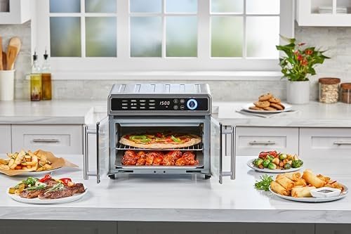 BLACK+DECKER Crisp 'N Bake Air Fryer Toaster Oven Combo, 12 in 1 Countertop Convection Oven Cooks Food Fast, Fits a Whole Pizza or 6 Toast Slices, French Doors with Stainless Steel Finish - Image 3