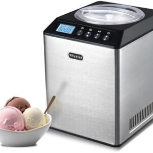Whynter Ice Cream Maker Machine Automatic 2.1 Qt. upright with Built-in Compressor, LCD Digital Display & Timer, No Pre-Freezing, ICM-201SB, Stainless Steel