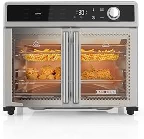 BLACK+DECKER Crisp 'N Bake Air Fryer Toaster Oven Combo, 12 in 1 Countertop Convection Oven Cooks Food Fast, Fits a Whole Pizza or 6 Toast Slices, French Doors with Stainless Steel Finish - Image 2