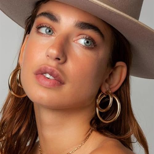 42 Pairs Gold Hoop Earrings Set for Women, Fashion Chunky Pearl Earrings Multipack Twisted Statement Earring Pack, Hypoallergenic Small Big Hoops Earrings for Birthday Party (Gold-42 pairs) - Image 2