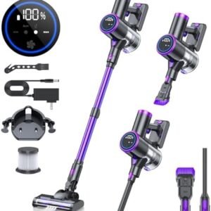 Cordless Vacuum Cleaner, 20KPA Stick Vacuum with LED Display, 2 Modes 6 in 1 Lightweight Cordless Stick Vacuum Cleaner with 40Min Detachable Battery Vacuum Cleaner for Home Hard Floor Car Carpet