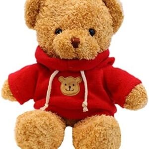 11.8 inches Teddy Bear Stuffed Animals Soft Plush Cute Teddy Bear with Hoodie Doll for Boys Girls (Red)