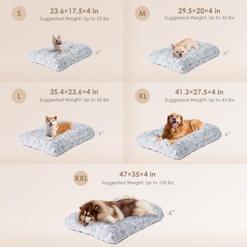 EHEYCIGA Fluffy Dog Crate Bed for Medium Dogs, Plush Faux Fur Dog Crate Pad, Calming Anti Anxiety Medium Dog Bed for Crate, Washable Soft Warm Dog Crate Mat with Non-Slip Bottom - Image 2