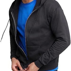 Hanes Men's Zip-Up Hoodie, EcoSmart Fleece Full-Zip Hoodie for Men, Hooded Sweatshirt