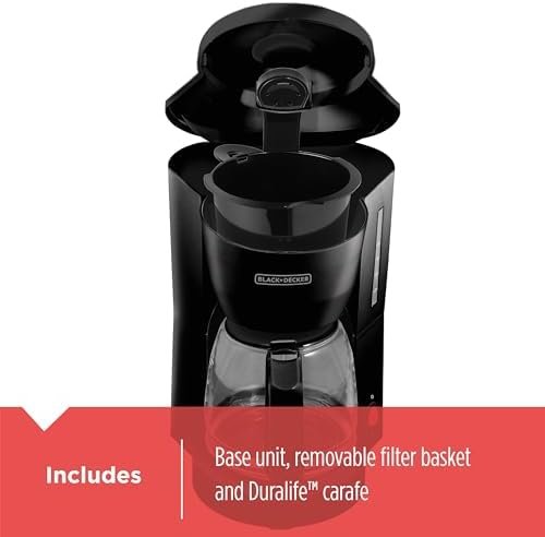 BLACK+DECKER 5-Cup Coffeemaker, Black, DCM600B - Image 4