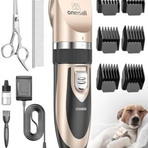 oneisall Dog Shaver Clippers Low Noise Rechargeable Cordless Electric Quiet Hair Clippers Set for Dogs Cats Pets