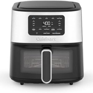 Cuisinart Air Fryer Oven – 6-Qt Basket Stainless Steel Air Fryer – Dishwasher-Safe Parts with 5 Presets – Roast, Bake, Broil, Air Fry and Keep Warm – Quick & Easy Meals – AIR-200
