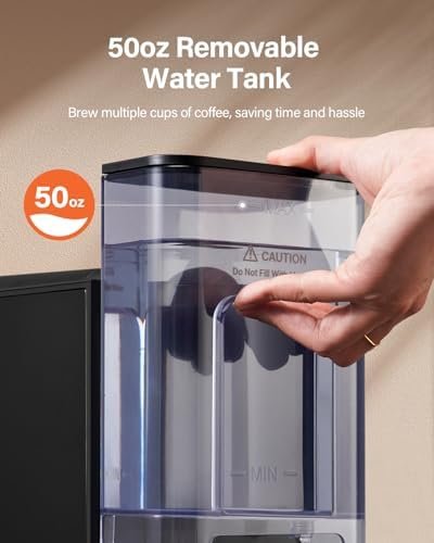 SHARDOR Single Serve Coffee Maker 2.0, Hot and Iced Coffee Machine for K-Cup Pods & Ground Coffee, 6 to 14 oz Brew Sizes, 50 oz Removable Water Tank, Bold Brew Setting, Stainless Steel, Black - Image 7