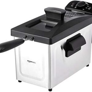 Amazon Basics 3 Liter Electric Deep Fryer with Adjustable Temperature, Stainless Steel
