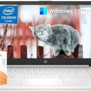 HP 14 Inch Laptop Students Business, with Windows 11 Pro, Intel Dual-Core N4120, 16GB RAM, 320GB Storage(64GB eMMC+256GB MSD), 12H Battery Life, Webcam, WiFi, 1-Year Office 365, Designed Mouse