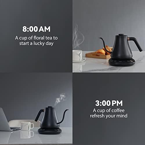 Mecity Electric Kettle Gooseneck Pour Over Kettle ±1℉ Temperature Control Quick Heating Water Boiler for Coffee & Tea & Formula Auto Shut Off Tea Kettle 1200 Watt, 0.8L, Matt Black, Barista Edition - Image 8