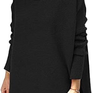 LILLUSORY Women's Turtleneck Oversized Sweaters Long Batwing Sleeve Spilt Hem Tunic Pullover Knit Tops