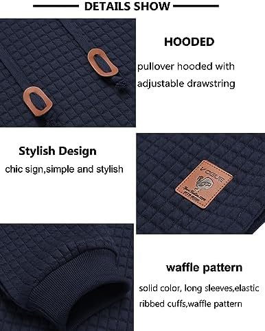 COOFANDY Mens Hooded Sweatshirt Casual Long Sleeve Drawstring Waffle Knit Pullover Hoodies - Image 4