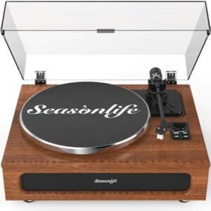 Record Player Retro Turntable for Vinyl Records All-in-One High Fidelity Vinyl Player Built-in 4 Stereo Speakers Phono Preamp Bluetooth Auto Stop MM Cartridge ATN3600L Vintage Brown