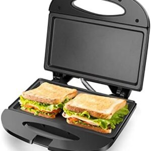 Aigostar Sandwich Maker with Non-stick Deep Grid Surface for Egg, Ham, Steaks Compact Electric Grill Tostadora de Pan Black, ETL Certificated, Roy