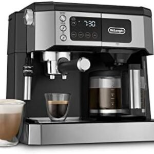 De'Longhi All-in-One Combination Coffee Maker & Espresso Machine + Advanced Adjustable Milk Frother for Cappuccino & Latte + Glass Coffee Pot 10-Cup, Black, COM532M
