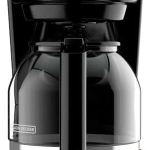 BLACK+DECKER 12-Cup Coffee Maker with Easy On/Off Switch, Easy Pour, Non-Drip Carafe with Removable Filter Basket, Vortex Technology, Black