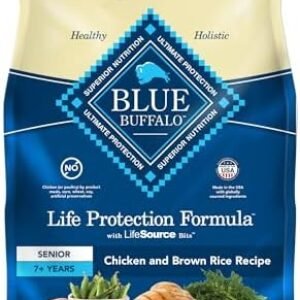 Blue Buffalo Life Protection Formula Senior Dry Dog Food, Supports Joint Health and Mobility, Made with Natural Ingredients, Chicken & Brown Rice Recipe, 5-lb. Bag
