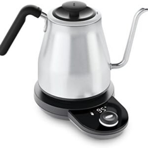 OXO Brew Gooseneck Electric Kettle – Hot Water Kettle, Pour Over Coffee & Tea Kettle, Adjustable Temperature, Built-In Brew Timer, Stainless Steel, 1L​