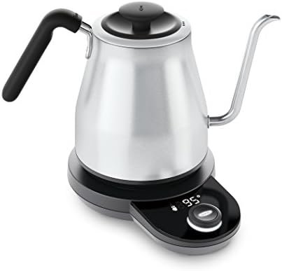 OXO Brew Gooseneck Electric Kettle – Hot Water Kettle, Pour Over Coffee & Tea Kettle, Adjustable Temperature, Built-In Brew Timer, Stainless Steel, 1L