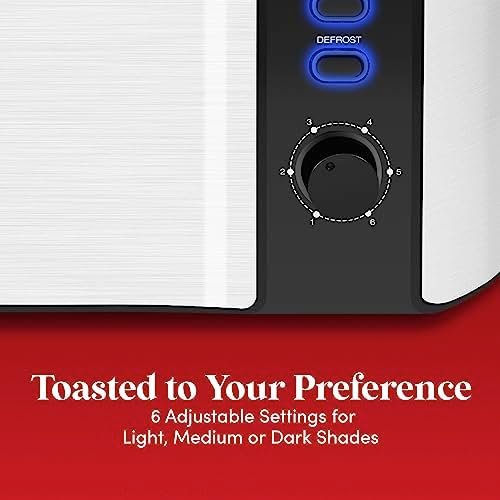 Elite Gourmet ECT-3100 Long Slot 4 Slice Toaster, Reheat, 6 Toast Settings, Defrost, Cancel Functions, Built-in Warming Rack, Extra Wide Slots for Bagels & Waffles, Stainless Steel & Black - Image 5