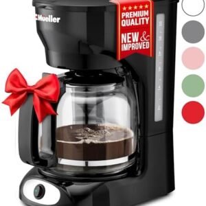 Mueller 12-Cup Drip Coffee Maker - Borosilicate Carafe, Auto-Off, Reusable Filter, Anti-Drip, Keep-Warm Function, Clear Water Level Window Coffee Machine, Ideal for Home or Office