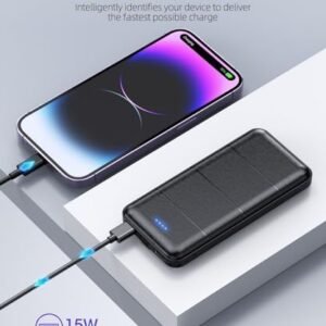 Portable-Charger-Power-Bank – 2 Pack 15000mAh Dual USB Power Bank Output 5V3.1A Fast Charger Portable Charger Compatible with Smartphones and All USB Devices (Deep Black and White)