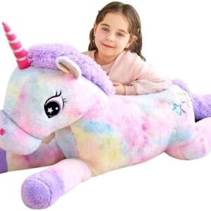 IKASA Giant Unicorn Stuffed Animal Plush Toy,Large Cute Jumbo Soft Toys,Huge Big Size Plushy Fluffy Fat Oversized Plushie,Gifts for Kids Girls Boys Girlfriend (Multicolored, 43 inches)