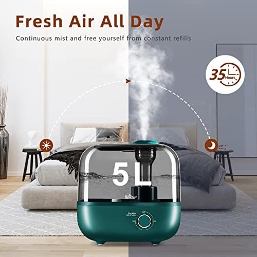 Bear Humidifiers for Bedroom Large Room Home, 5L Cool Mist Top Fill Humidifiers, Quiet Air Humidifier for Baby Nursery & Plants, Lasts Up to 35 Hours, Auto Shut-Off - Image 3