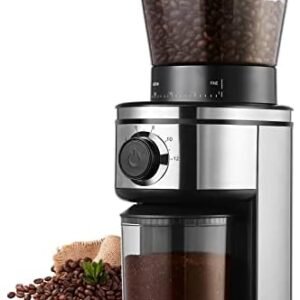 Burr Coffee Grinder, Electric Conical Coffee Bean Grinder With 30 Adjustable Grind Settings For 2-12 Cups, Sliver & Black