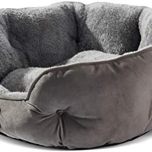 Asvin Small Dog Bed for Small Dogs, Cat Beds for Indoor Cats, Pet Bed for Puppy and Kitty, Extra Soft & Machine Washable with Anti-Slip & Water-Resistant Oxford Bottom, Grey, 20 inches